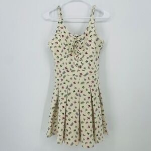 Hot Topic Mushroom Frog Dress Cream Lace Up Cottagecore Goblincore Size Sl